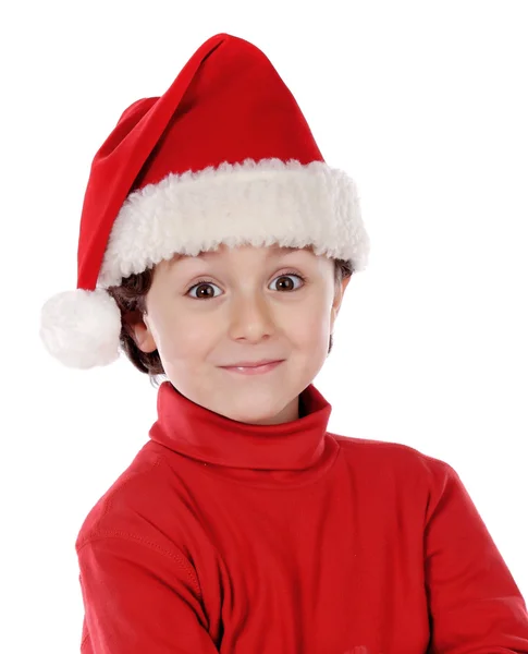 Criança engraçada com chapéu de Natal — Fotografia de Stock