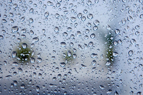 Wet glass with drops of rain — Stock Photo, Image