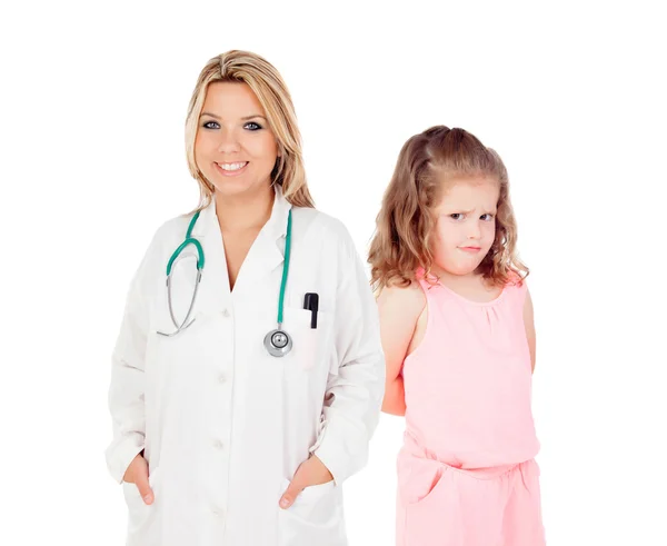 Frightened child with pediatrician Royalty Free Stock Images
