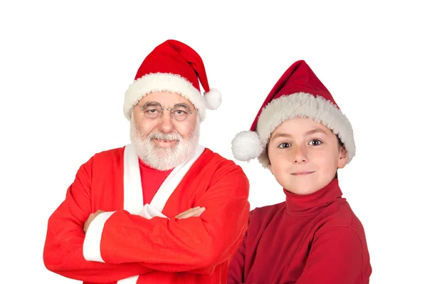 Menino e Papai Noel — Fotografia de Stock