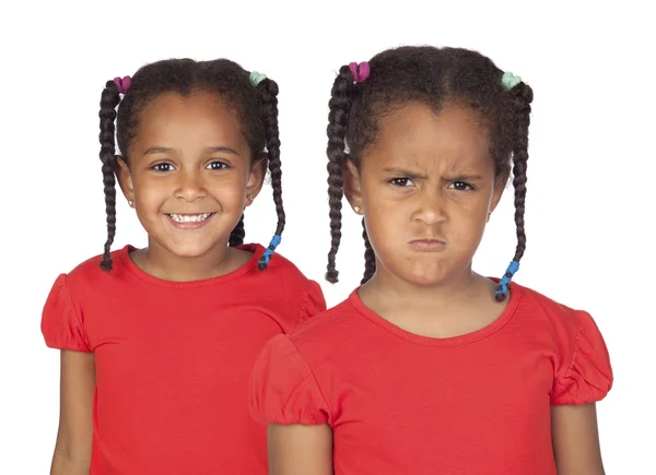 Afro american twins in red shirts — Stock Photo, Image