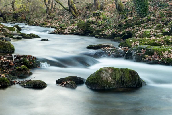 Höstlandskap med en flod — Stockfoto