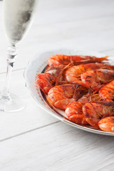 Delicious dish of baked prawns