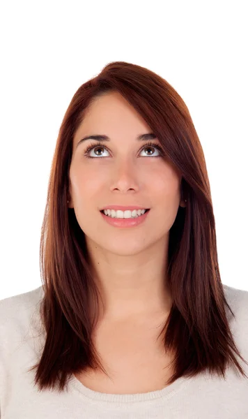 Menina sorrindo legal olhando para cima — Fotografia de Stock