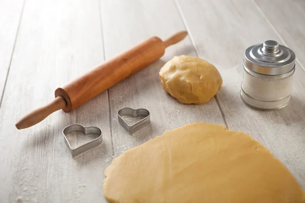 Ingredientes y utensilios para cocinar galletas —  Fotos de Stock