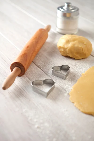 Ingredienser och redskap att laga kakor — Stockfoto