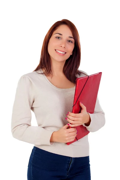 Young student girl with red folder Stock Image