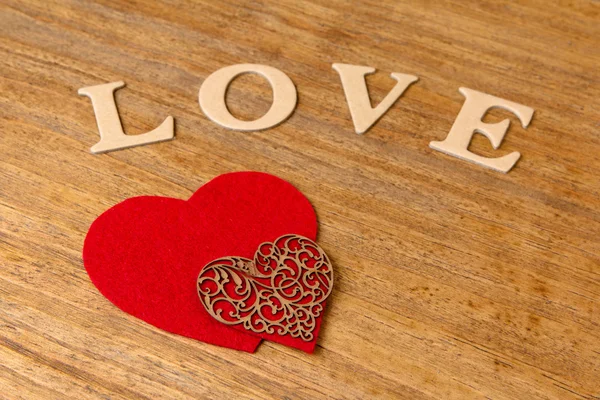 Valentine red heart and word love — Stock Photo, Image