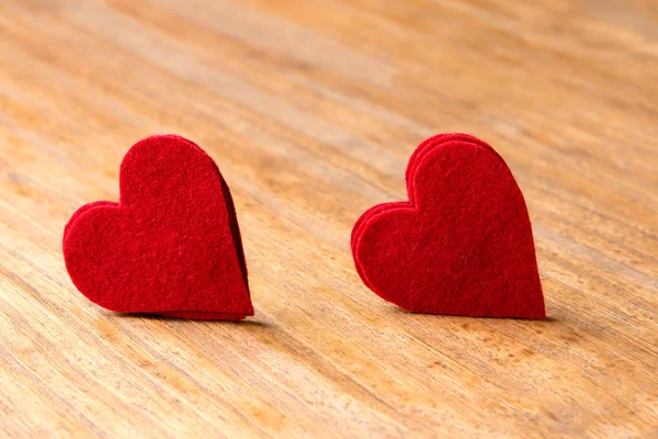 Valentine hearts on wooden background Stock Image