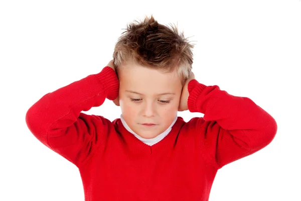Little kid covering the ears — Stock Photo, Image
