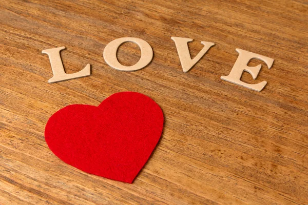 Valentine red heart and word love — Stock Photo, Image