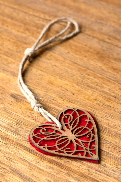 Valentine heart on wooden background — Stock Photo, Image