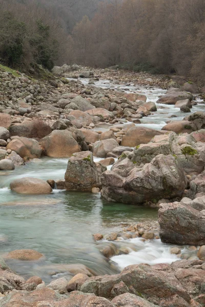 Ruisseau de montagne avec de nombreux rochers — Photo