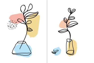 Minimalist tarzda modern soyut sanat eserleri, modern soyut posterler, modaya uygun karalanmış duvar resimleri.