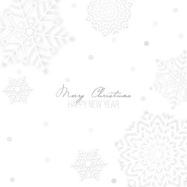 Carte Postale Noël Avec Flocons Neige Papier Avec Ombre Confettis — Image vectorielle