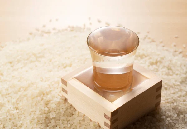 Pour Sake Sake Glass Rice Background — Stock Photo, Image