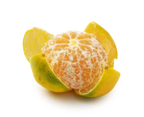 Peeled Early Japanese Mandarin Oranges White Background — Stock Photo, Image