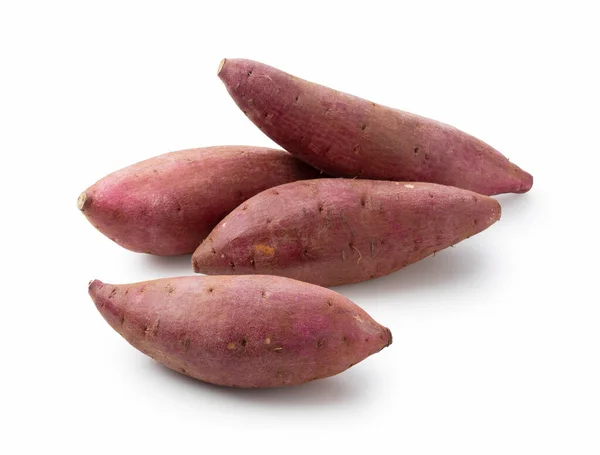 Meerdere Zoete Aardappelen Een Witte Achtergrond — Stockfoto