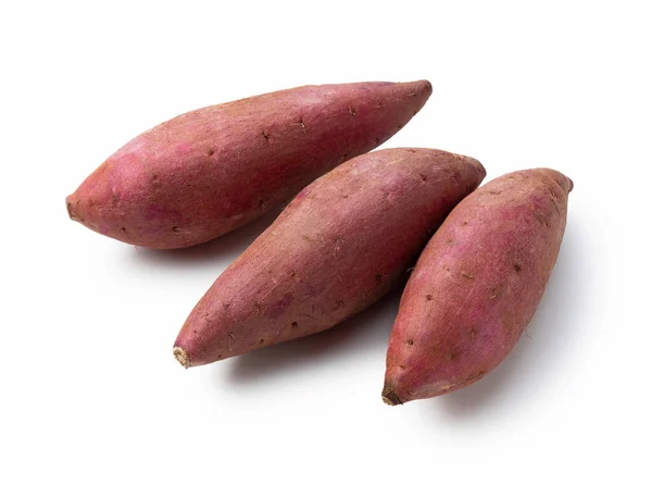 Meerdere Zoete Aardappelen Een Witte Achtergrond — Stockfoto