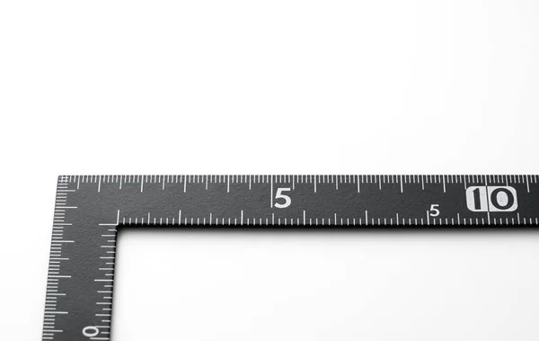 Right Angled Black Ruler White Background — Stock Photo, Image