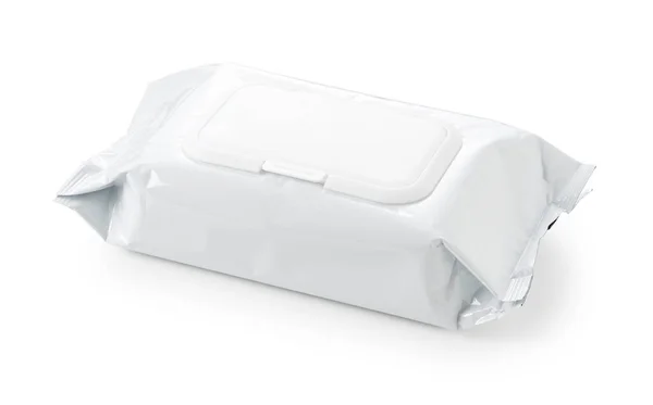Toalhetes Brancos Lisos Molhados Colocados Fundo Branco — Fotografia de Stock