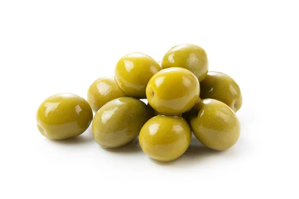 Primo Piano Delle Olive Salate Poste Fondo Bianco — Foto Stock