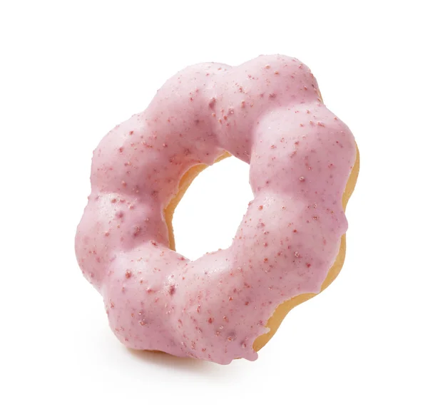 白を基調としたストロベリー味のピンクドーナツ — ストック写真