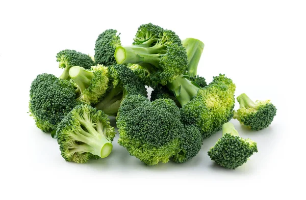 Cut Brokoli Ditempatkan Latar Belakang Putih — Stok Foto