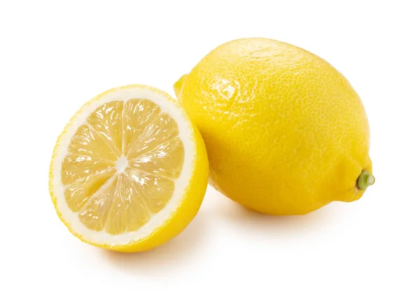 Лимони Поклали Білий Фон Порізали Навпіл — стокове фото
