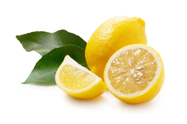 Лимони Поклали Білий Фон Порізали Навпіл — стокове фото