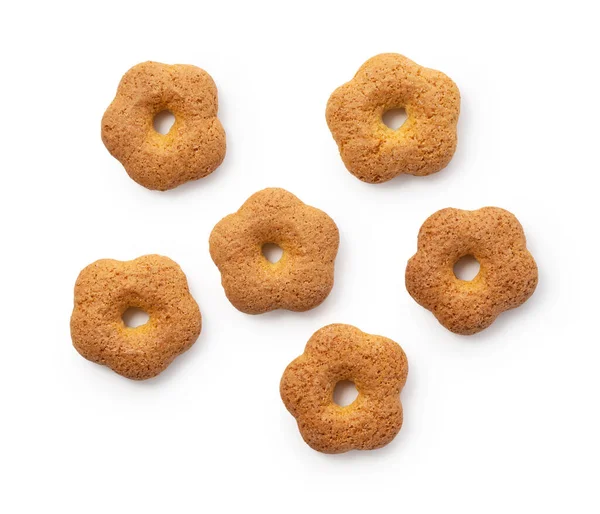 stock image Japanese baked goods placed on a white background. Sobaboro. View from above