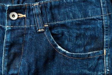 Ekrandaki mavi kot pantolonların ceplerine yakın çekim. Arkaplan Malzemesi