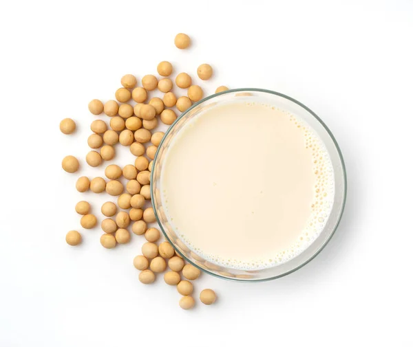Soy Milk Soybeans Glass White Background View — Stock Photo, Image