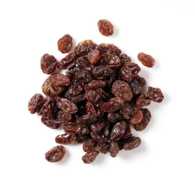 Raisins placed on a white background. View from above. clipart
