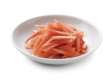 Red ginger placed on a white background.Focus stacking