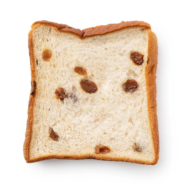 Chléb Rozinkami Umístěný Bílém Pozadí Pohled Shora — Stock fotografie