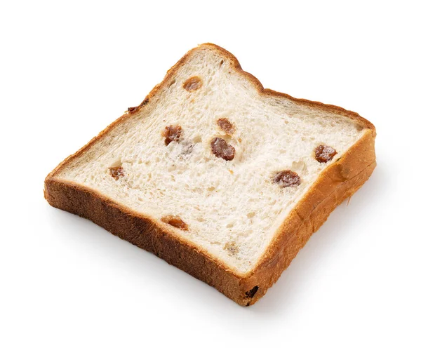 Pão Com Quadrados Passas Colocados Sobre Fundo Branco — Fotografia de Stock