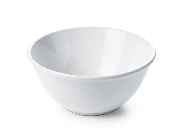 Biała Ceramiczna Miska Wycinankami Białym Tle — Zdjęcie stockowe