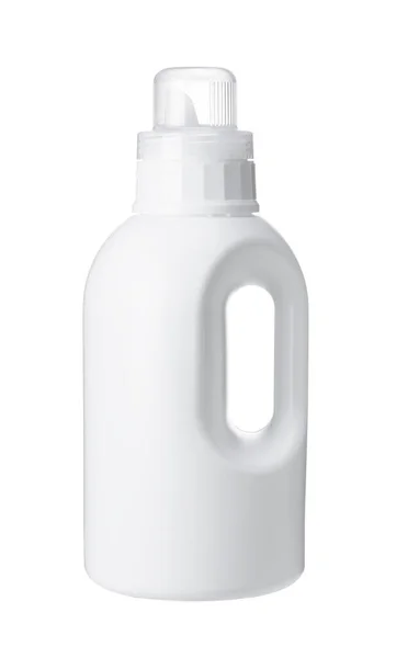 Frasco Plástico Branco Detergente Sobre Fundo Branco Mock Frasco Simples — Fotografia de Stock