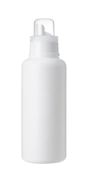 Frasco Plástico Branco Detergente Sobre Fundo Branco Mock Frasco Simples — Fotografia de Stock