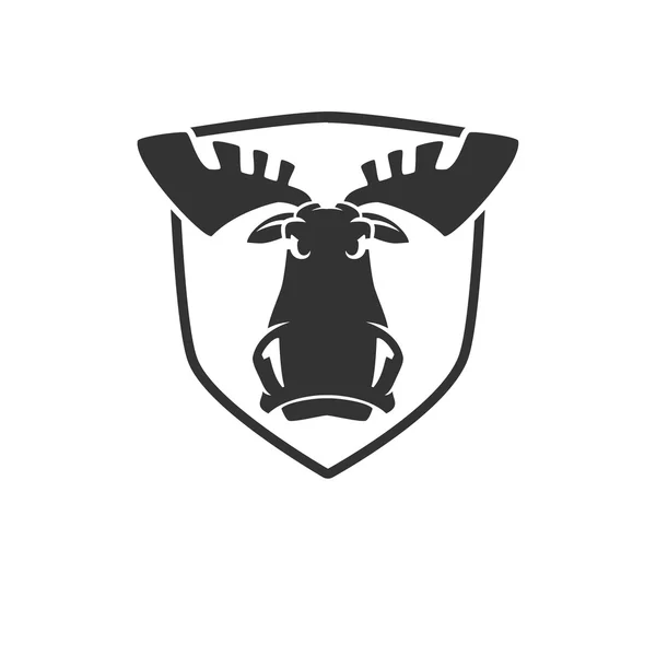 Логотип голови злого лося Векторна емблема — стоковий вектор