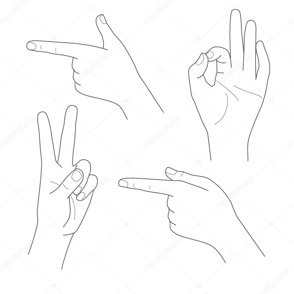 Hands in different gestures and interpretations vector illustration