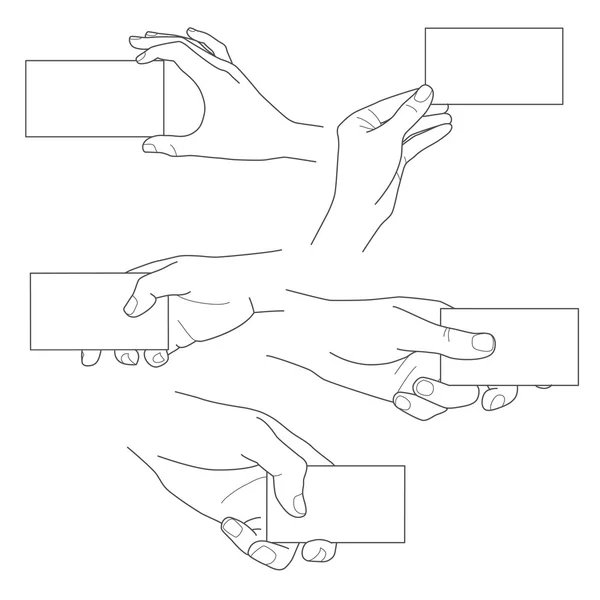 손을 잡고 빈 명함 벡터 세트 — 스톡 벡터