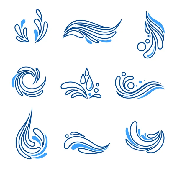 Water drop and splash eco icon vector set — Stock Vector