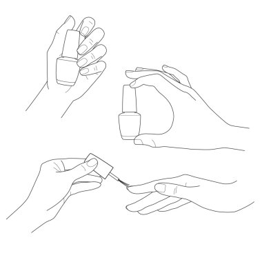 Manikür, kadın el, tırnak cilası vektör set