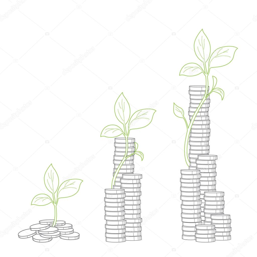 Concept of  tree growing from money