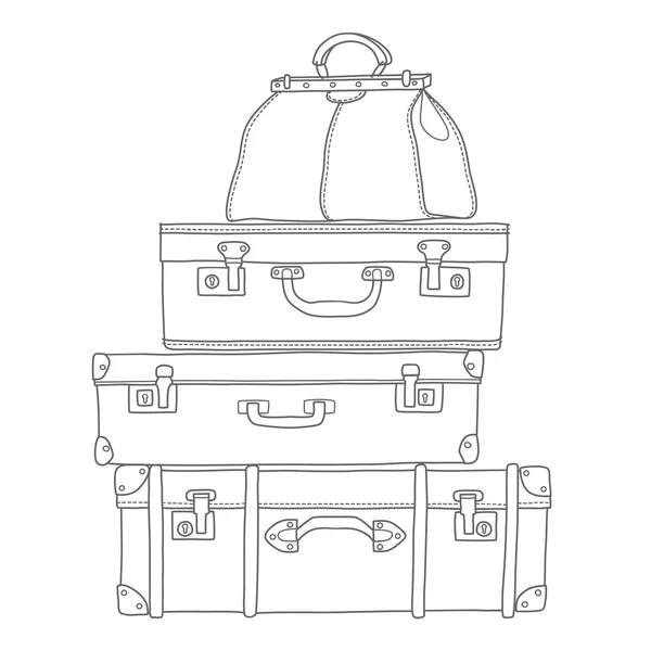 Sketch of the suitcases on white background, isolated — Stock Vector