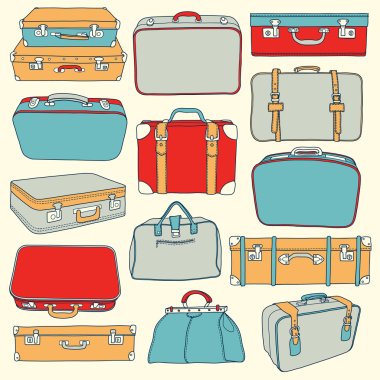 Vector Collection of vintage suitcases