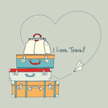 Uçan kağıt uçağı resmi seyahat bavul 