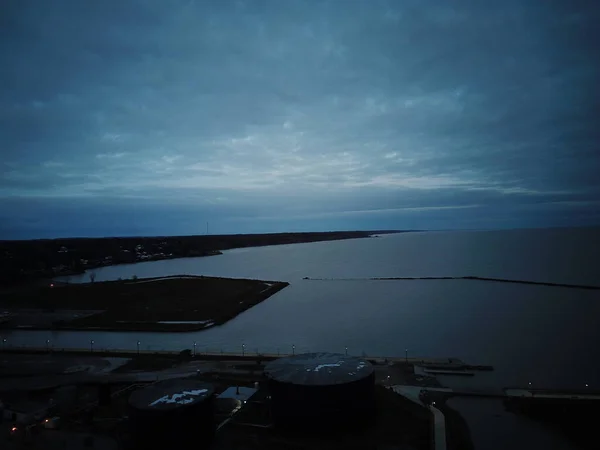 Vista Aerea Della Città Port Stanley Ontario Durante Una Notte — Foto Stock